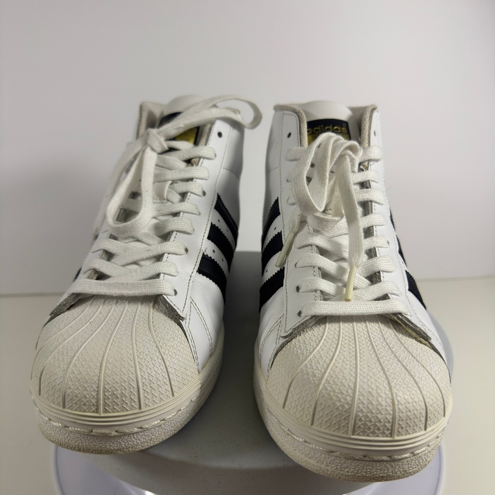 Adidas Pro Model Mid Sneakers Shell Toe Leather Men White Black Size 7 - Picture 4 of 15